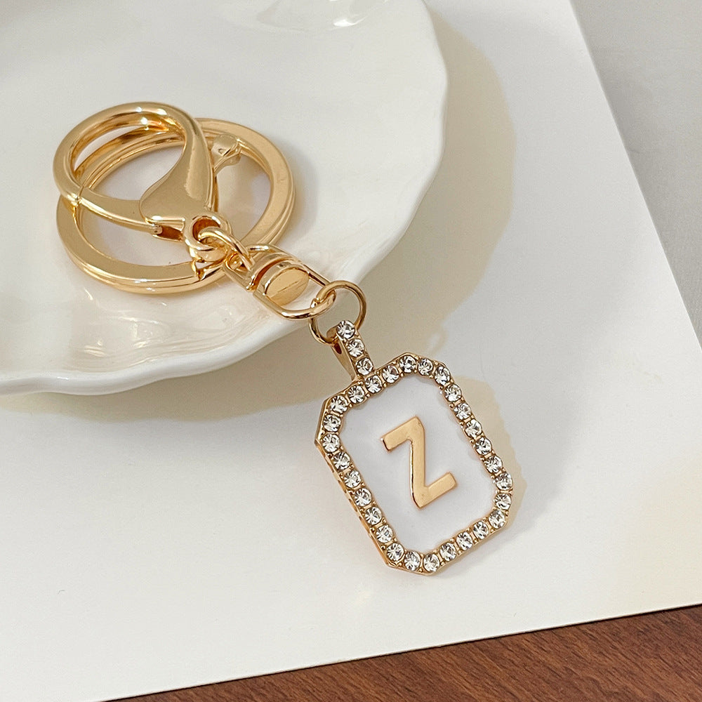 Wholesale 26 Letters Diamond-drip Oil Key Chain